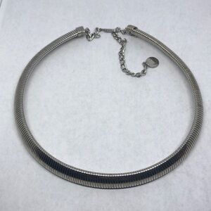 Vintage chunky/wide omega silver chain collar necklace trendy classic costume